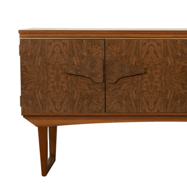 Mid Century Modern Danish Style Compact Zebra Wood Teak Credenza Sideboard 1960 For Sale - Image 12 of 13
