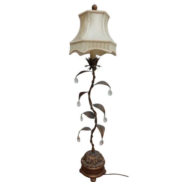 1980s Fine Arts Lamps Gold Gilt Italian Metal Wine Acanthus Table Lamp Light B For Sale In Philadelphia - Image 6 of 11