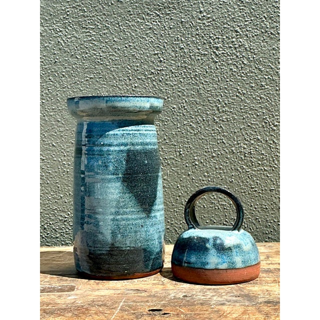 Late 20th Century Vintage Original Studio Pottery Lidded Jar For Sale - Image 5 of 12