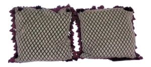 Vintage Silk Fabric Lattice Design Pillows - A Pair