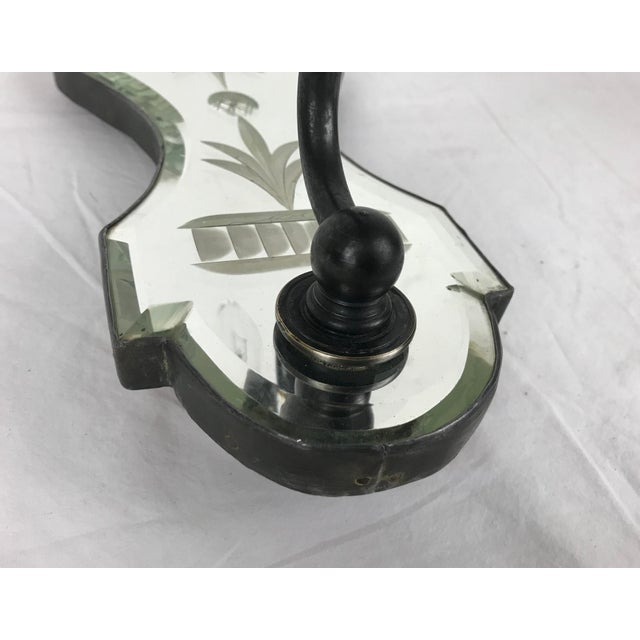 Black Pair Old English Style Mirrored Glass and Bronze Single Arm Sconces For Sale - Image 8 of 9