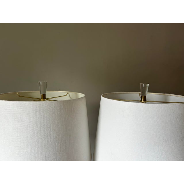 Stunning pair of contemporary table lamps made by Bethel International (model MTL09PQ-GD), a contemporary lighting brand....