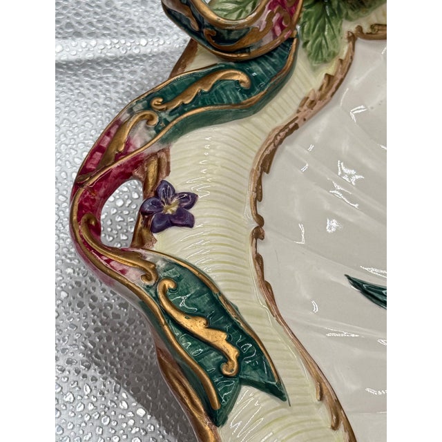 1990s Fitz and Floyd “Woodland Spring” Square Oval Floral Platter For Sale - Image 15 of 18