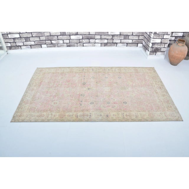 1960s Pale Pink Natural Vintage Area Carpet For Sale - Image 11 of 11