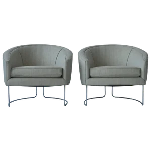 1960s Chrome Base Curved Lounge Chairs