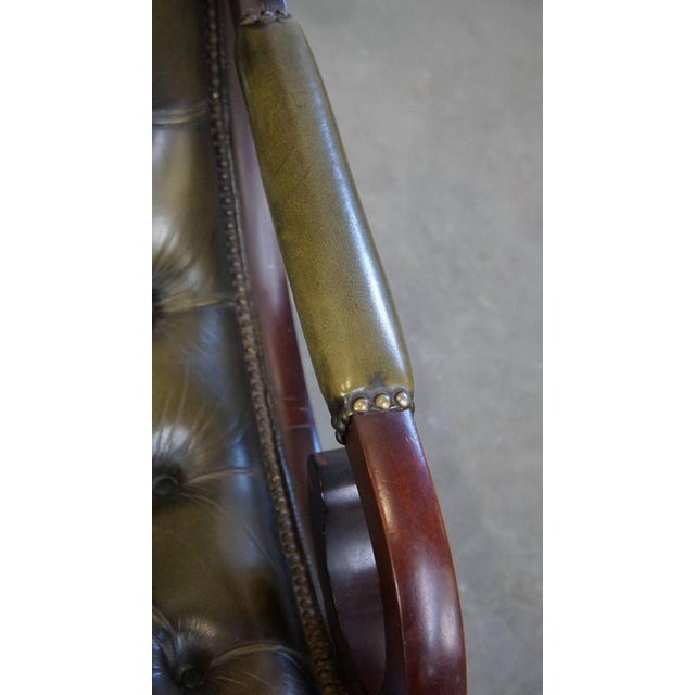 Brown Chesterfield Armchair in Cowhide and Wood For Sale - Image 8 of 14