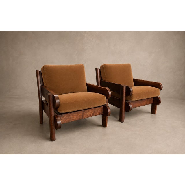 Brazilian Modern Armchair in Imbuia Wood and Cognac Velvet, Brazil, 1960s For Sale - Image 14 of 18