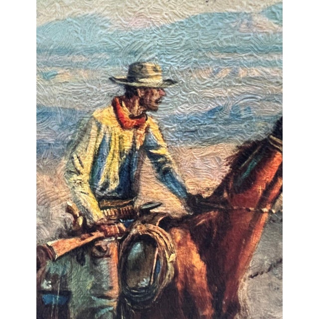 American Early 20th Century Framed Western Cowboy Painting, Signed For Sale - Image 3 of 13