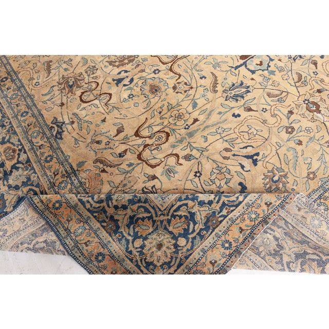 Early 20th Century Antique Persian Tabriz Floral Handmade Wool Rug For Sale - Image 5 of 9