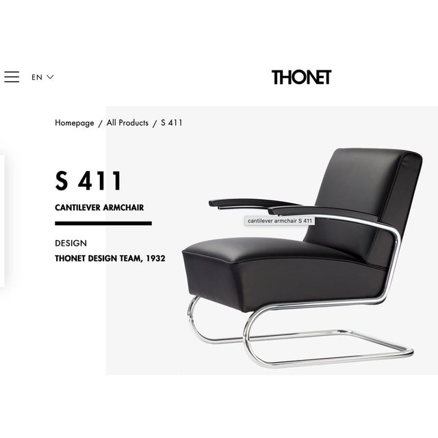 Chrome Tubular Steel S 411 Cantilever Armchair from Thonet, 1930s For Sale - Image 7 of 8