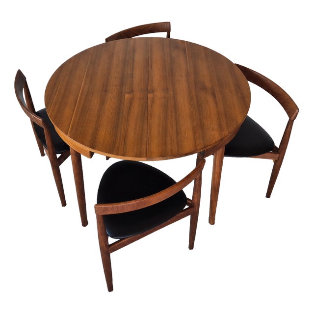 Round Extendable Dining Table and Chairs in Teak by Hans Olsen for Frem Røjle, Denmark, 1960s, Set of 5 For Sale