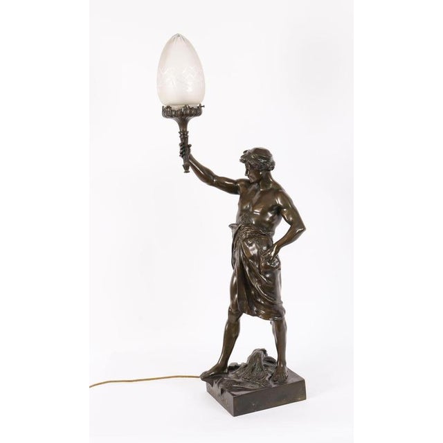 Large Antique French of Gloire et Fortune Lamp Bronze, 1890s For Sale - Image 14 of 18