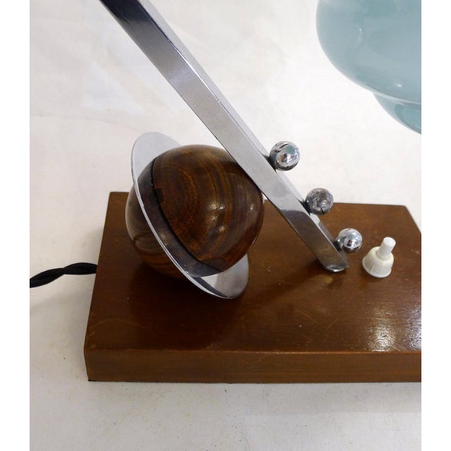 Art Deco Sculptural Saturn Table Lamp in Light Blue Opaline Glass, 1930s For Sale - Image 4 of 13