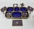 Late 19th Century Chinese Qing Cloisonné Opium Tray With Original Burner, Foo Dog Covers & Six Dishes For Sale - Image 4 of 11