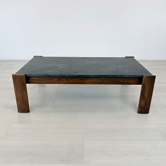 Dimensions: H 14.5” x W 47.3” x D 23.5” Vintage Brutalist coffee table designed by Percival Lafer in the 1970s with...
