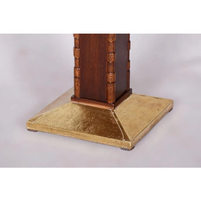 Small Art Deco Table in Oak and Brass, 1920s For Sale - Image 3 of 11