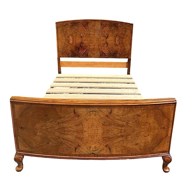 Art Deco Figured Walnut Double Bed, 1930s For Sale - Image 9 of 9