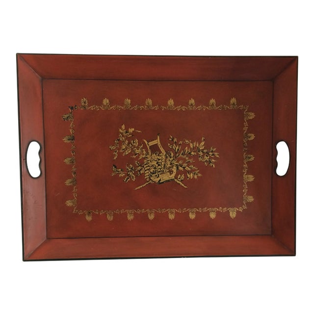 Large Vintage Nashco Products of New York Instrumental Design Metal Serving Tray For Sale