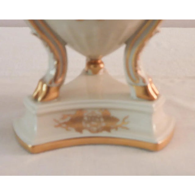 Ceramic Antique Neoclassical Rosenthal Art Department Germany Rams Head White Gold Gilt Vases Urns With Lids- Set of 2 For Sale - Image 7 of 11