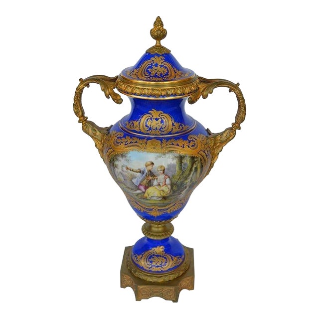 19th Century Porcelain Sevres Vase With Gild Bronze For Sale