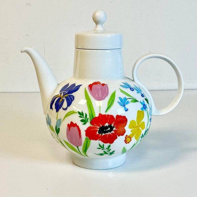 1970s Vintage Heinrich & Co German Boho Chic Hollywood Regency Flora Tea Pot For Sale - Image 13 of 15