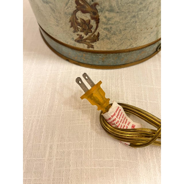 Vintage Chelsea House Chinouserie Style Ginger Jar Tea Caddy Tin Table Lamp With Shade For Sale - Image 12 of 12