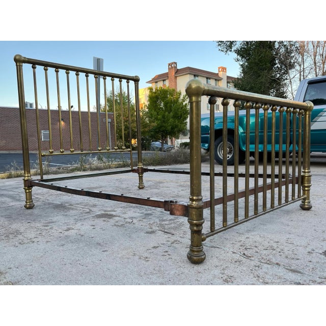 Victorian Antique Brass Double Bed Frame Circa 19th Century For Sale - Image 3 of 13
