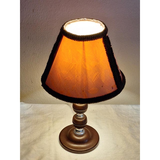 Vintage Table Lamp with Plastic Elements with Chrome-Plated Metal Rings and Fabric Shade by Aro-Leuchten, 1970s For Sale - Image 3 of 9