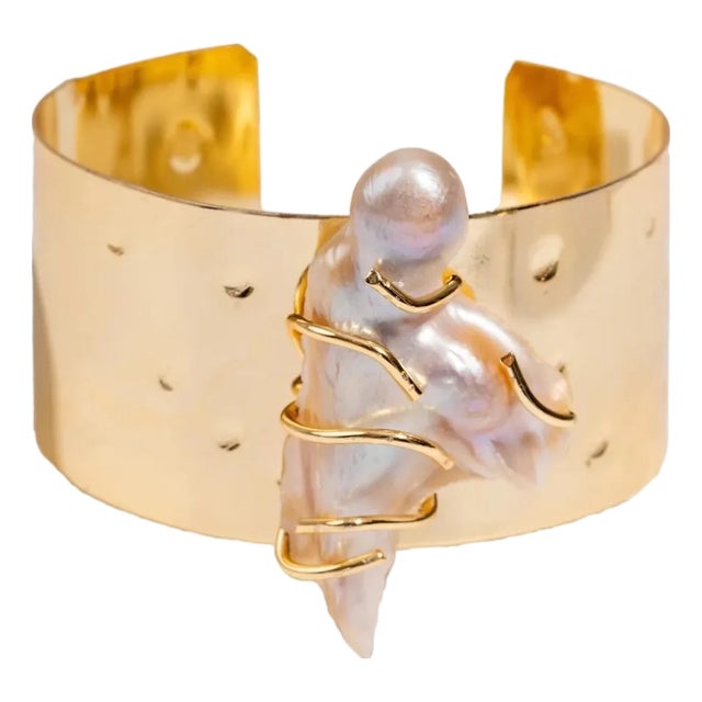 Divine Aura Baroque Pearl Cuff Bracelet For Sale