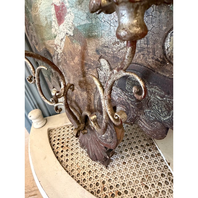 Vintage Rococo Italian Polychrome Wooden Candle Sconce For Sale - Image 14 of 14