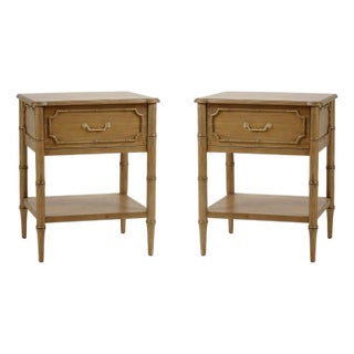 Pair of Faux Bamboo Hollywood Regency End Tables For Sale