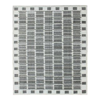 Scandinavian Flat-Weave Rug in Gray Tones by Keivan Woven Arts 9'6 X 11'10 For Sale