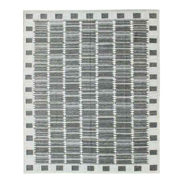 Scandinavian Flat-Weave Rug in Gray Tones by Keivan Woven Arts 9'6 X 11'10 For Sale