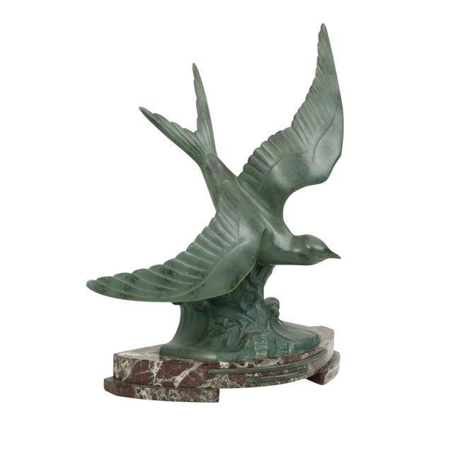 Art Deco Sculpture of Seagull on Marble Base with Bronze Patina For Sale - Image 14 of 17