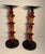 Red Vintage Art Deco Style Glass and Metal Multicolored Candlestick Holder Pair For Sale - Image 8 of 8