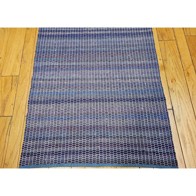 Antique American Amish Rag Runner, Handwoven Wool & Cotton, Stripe Pattern, 3x17 For Sale In Chicago - Image 6 of 12