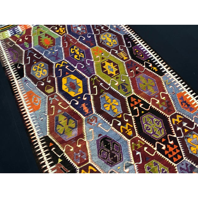 Tribal 1960s Vintage Handmade Turkish Kilim Rug - 5′2″ × 10′7″ For Sale - Image 3 of 11