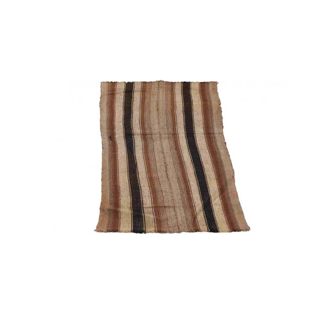 Mid-Century Modern Brown Striped Vintage Kilim Rug - 2`10″ X 6`7″ Ft. For Sale - Image 3 of 6