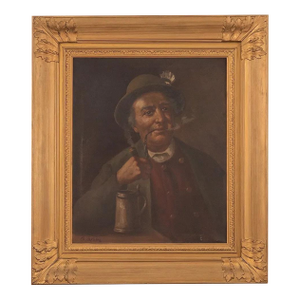 Mid 20th Century Portrait Man Smoking a Pipe