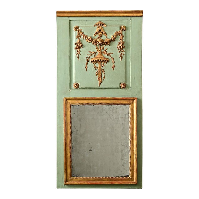 French 18th Century Painted Parcel Gilt Chinoiserie Trumeau For Sale