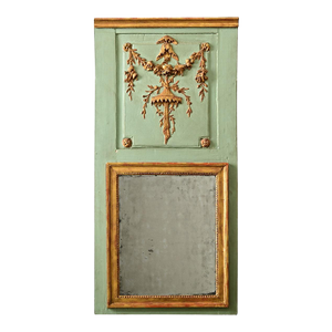 French 18th Century Painted Parcel Gilt Chinoiserie Trumeau