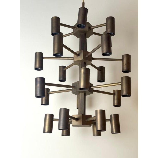 Mid-Century Brass 24-Light Chandelier attributed to Gotthold Schönwandt, Germany, 1960s For Sale - Image 10 of 18