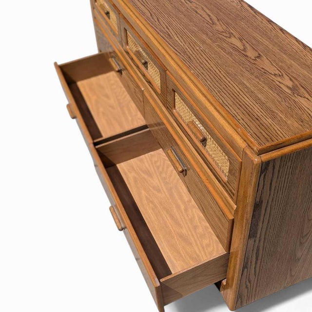1980s 1980s Postmodern Faux-Oak Laminate Six-Drawer Dresser For Sale - Image 5 of 18