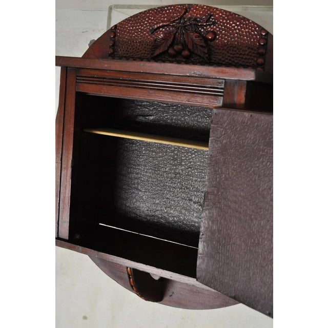 Antique Victorian Black Forest Carved Round Wall Mirror Curio Cabinet For Sale - Image 9 of 12