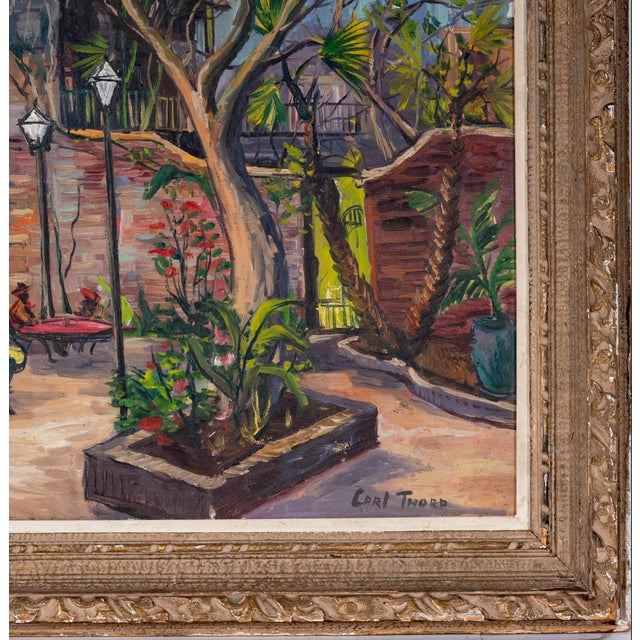Carl Thorp, Court of Two Sisters New Orleans Oil on Canvas 1928 - 1957 American For Sale - Image 4 of 8