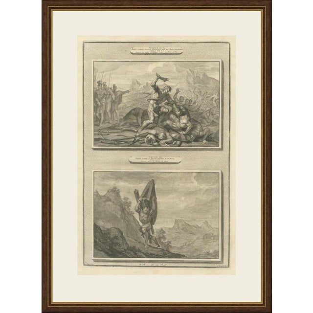 This original copper engraving from pieter mortier's illustrated bible, published in amsterdam circa 1700, shows two old...