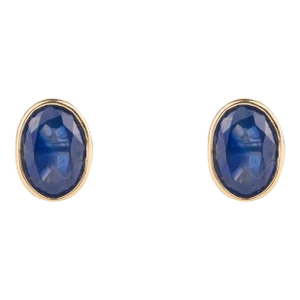 Blue Sapphire Minimalist Stud Earrings - 2 Pieces