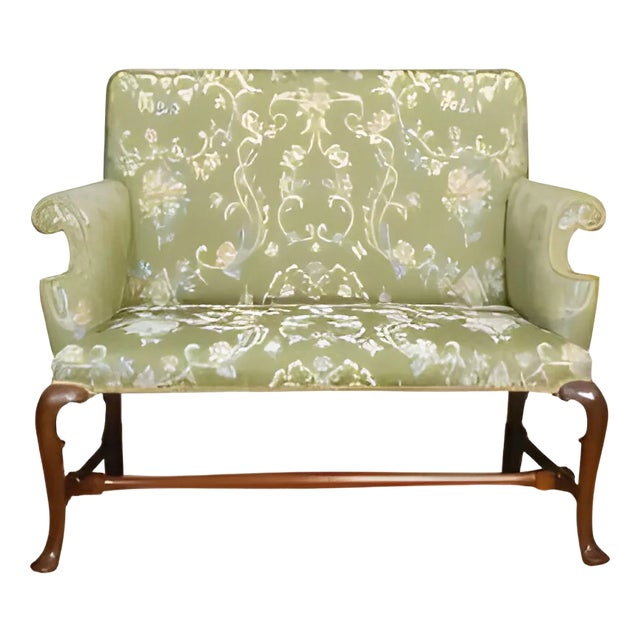 Queen Ann Style Walnut Framed Settee, 1890s For Sale