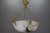 French Neoclassical-style pendant light made of black veined white alabaster with bronze fixtures. This stunning ceiling...