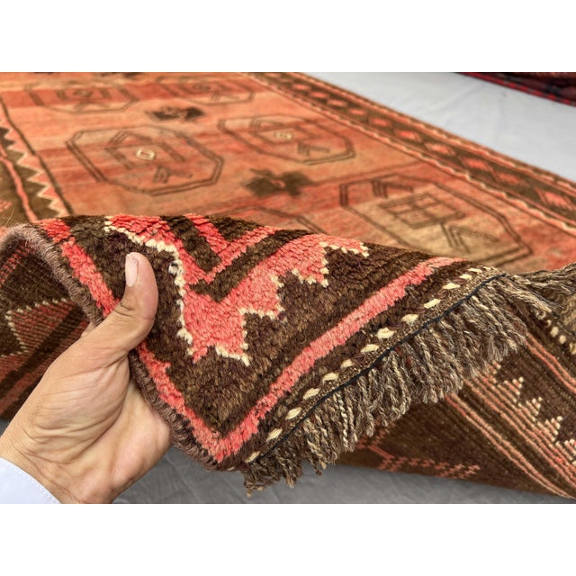 Textile Vintage Afghan Wool Rug – Bold Tribal Patterns in Warm Tones – 5'2 X 9'0 Ft For Sale - Image 7 of 15